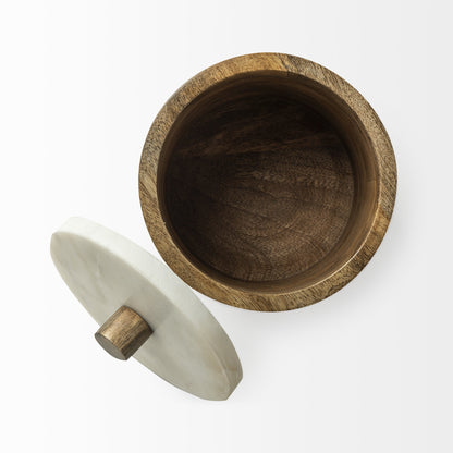 7" Brown Cylinder Solid Wood