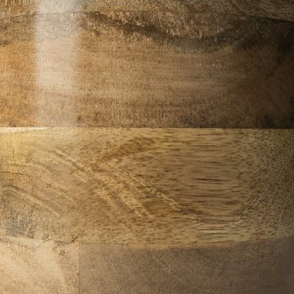 7" Brown Cylinder Solid Wood