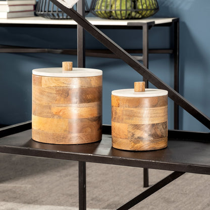 7" Brown Cylinder Solid Wood