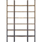 Brown Iron and Solid Wood Six Tier Bookcase