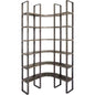 Brown Iron and Solid Wood Six Tier Bookcase