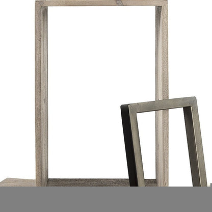 Set of Two Brown Solid and Manufactured Wood Two Tier Floating Bookcase