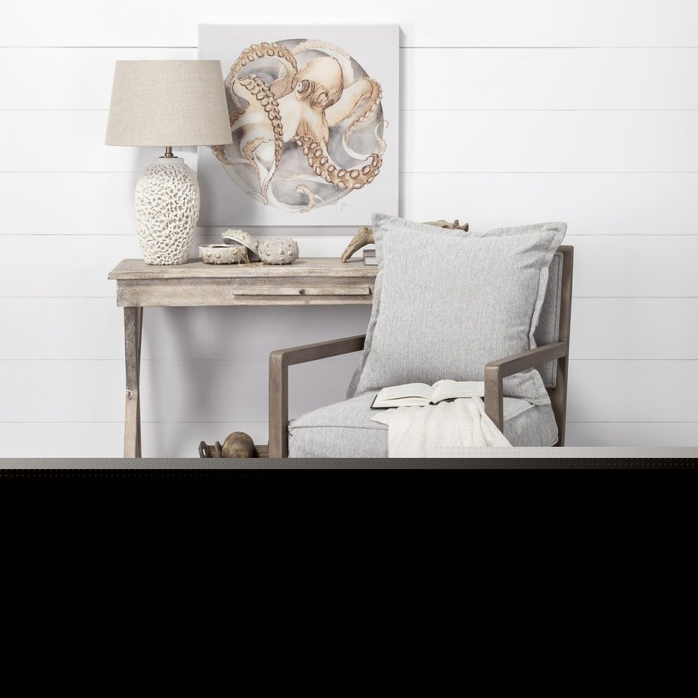 26" Beige Lamp Base LED With Champagne Shade