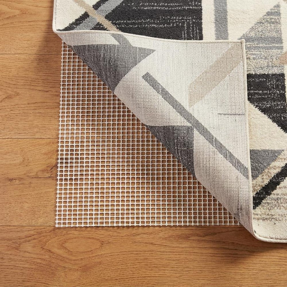 4' x 6' Ivory Striped Weave Non Slip Rug Pad