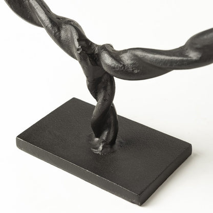 15" Black Metal Round Braided Tabletop Sculpture