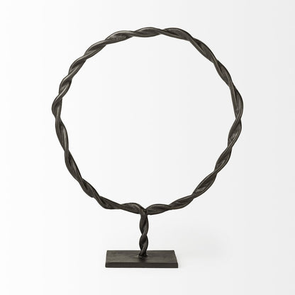 23" Black Metal Round Braided Tabletop Sculpture