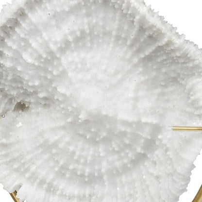 11" White And Gold Resin And Metal Coastal Tabletop Sculpture