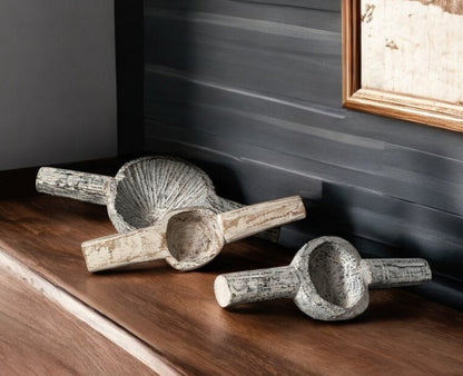 Set of Three 3" White Solid Wood Tabletop Sculpture