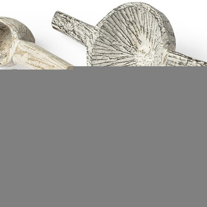 Set of Three 3" White Solid Wood Tabletop Sculpture