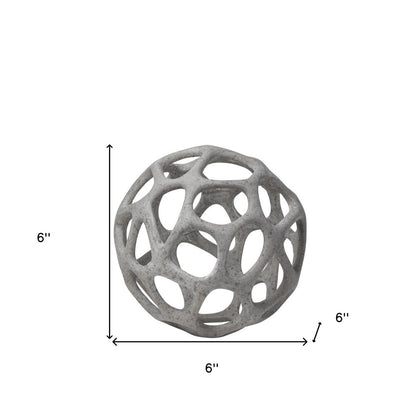 6" Gray Metal Abstract Decorative Orb Tabletop Sculpture