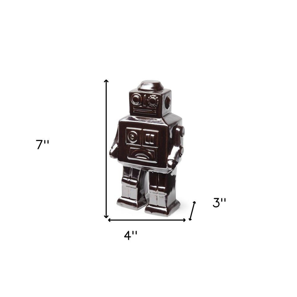 7" Silver Metal Robot Shaped Sculpture