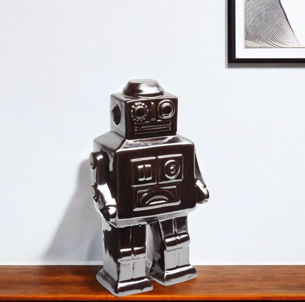 7" Silver Metal Robot Shaped Sculpture