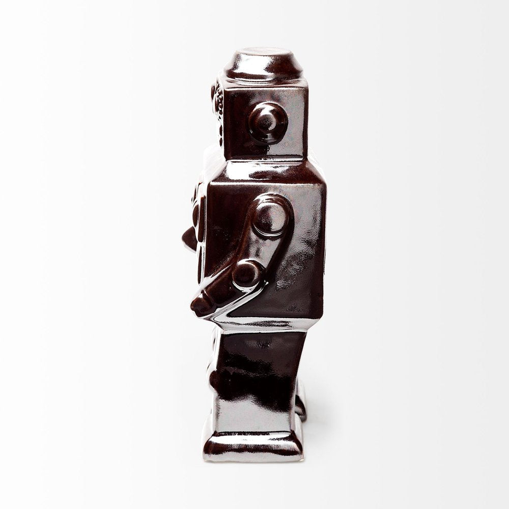 7" Silver Metal Robot Shaped Sculpture