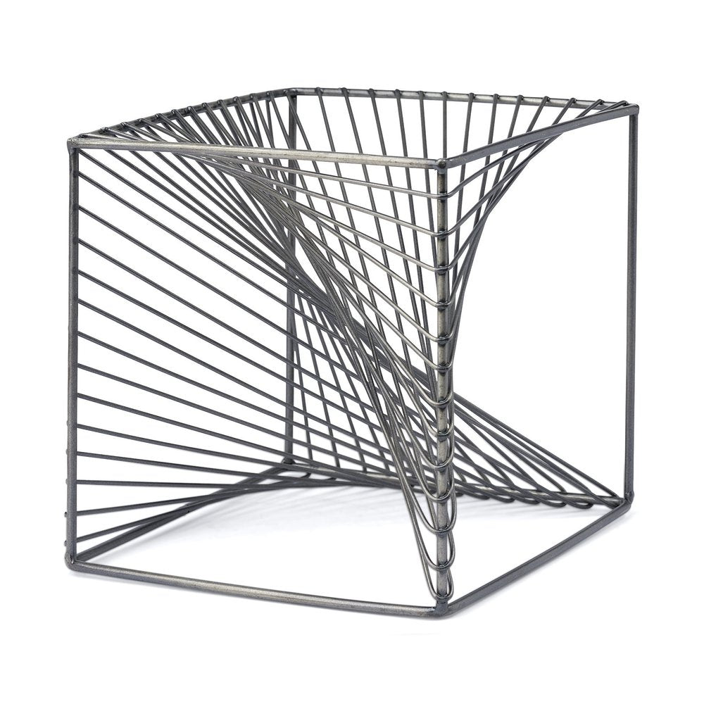 8" Silver Metal Cube Tabletop Sculpture