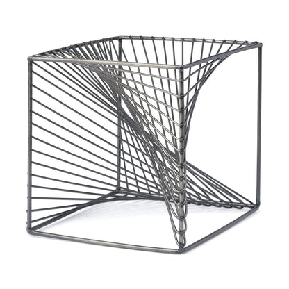 8" Silver Metal Cube Tabletop Sculpture