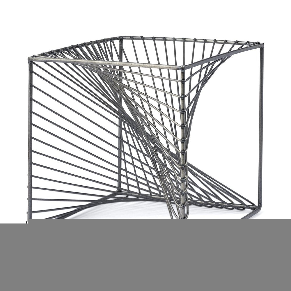 8" Silver Metal Cube Tabletop Sculpture