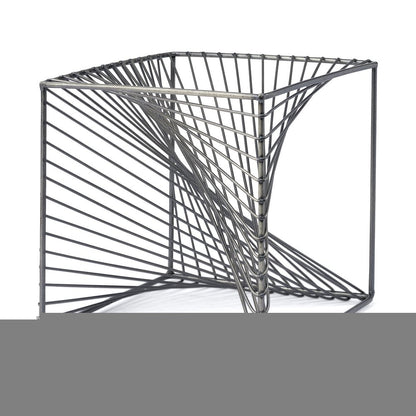 8" Silver Metal Cube Tabletop Sculpture