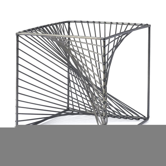 8" Silver Metal Cube Tabletop Sculpture