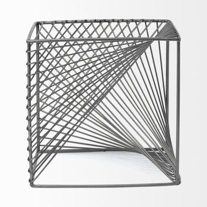 8" Silver Metal Cube Tabletop Sculpture