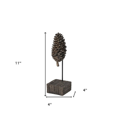 11" Golden Brown Resin Pinecone Tabletop Sculpture