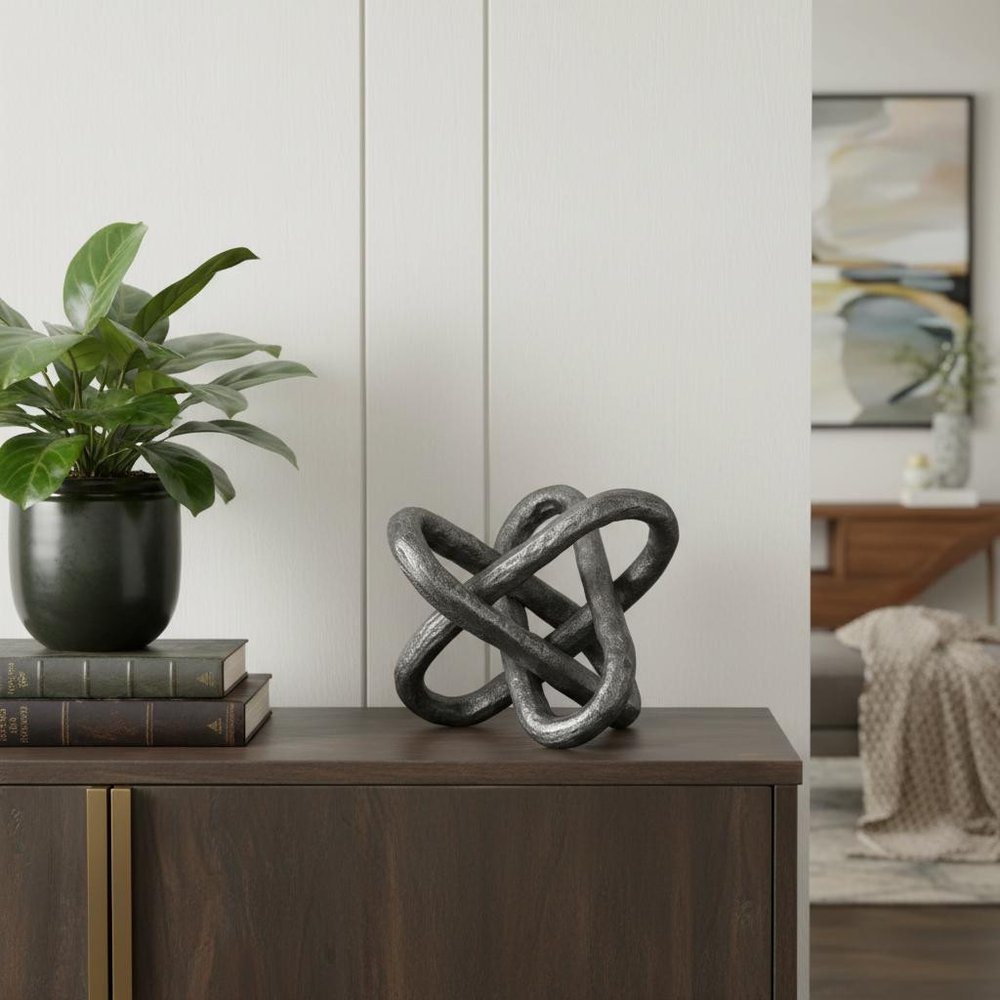 Petite Silver Metal Chain Link Sculpture