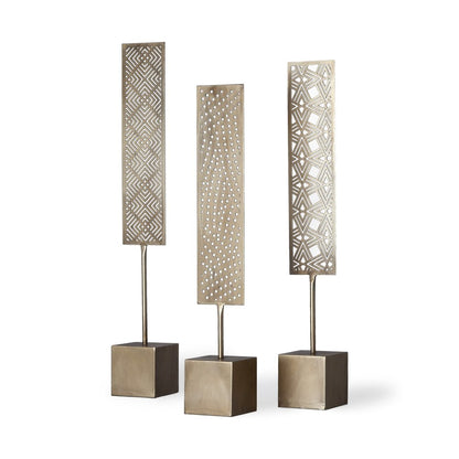 Set of Three Gold Metal Modern Abstract