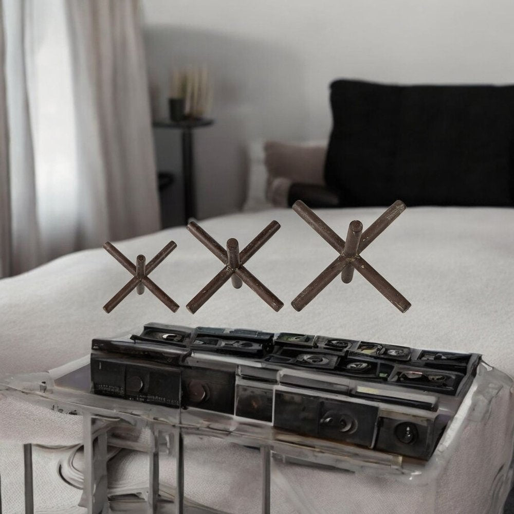 8" Rustic Metal X Decorative Sculpture