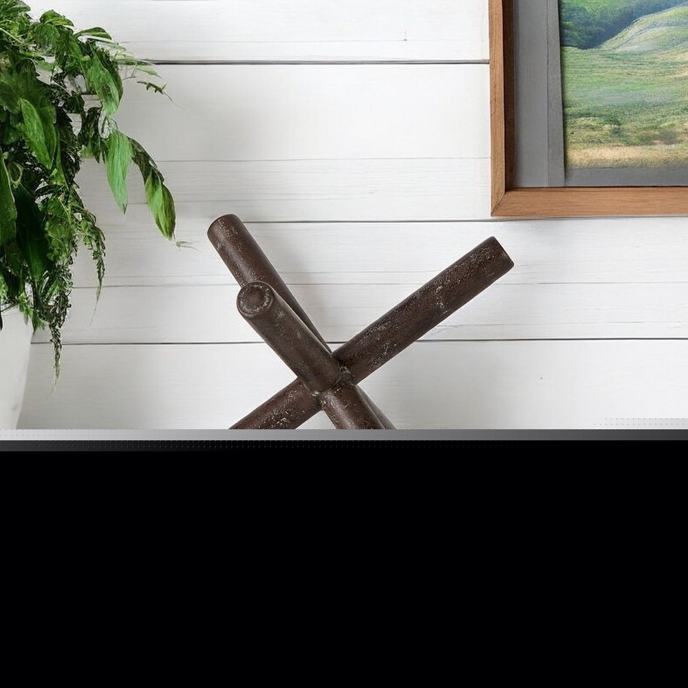 5" Brown Rustic Metal X Decorative Tabletop Sculpture