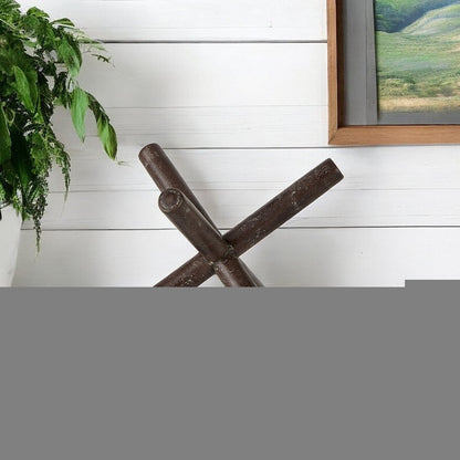 5" Brown Rustic Metal X Decorative Tabletop Sculpture