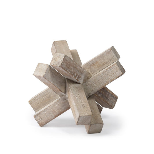 6" Brown Solid Wood Abstract Geometric Tabletop Sculpture