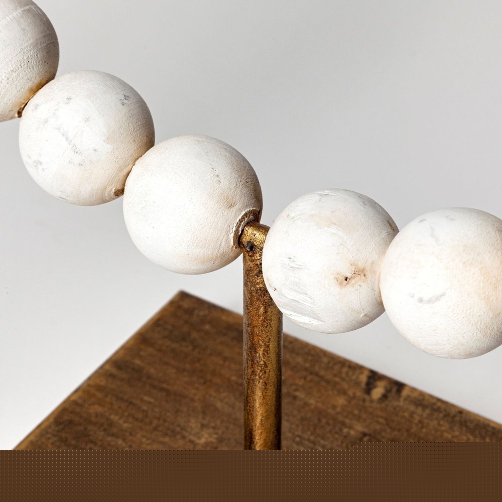 16" White and Gold Wood and Metal Modern Abstract Tabletop Sculpture