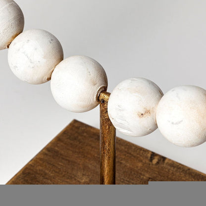 16" White and Gold Wood and Metal Modern Abstract Tabletop Sculpture