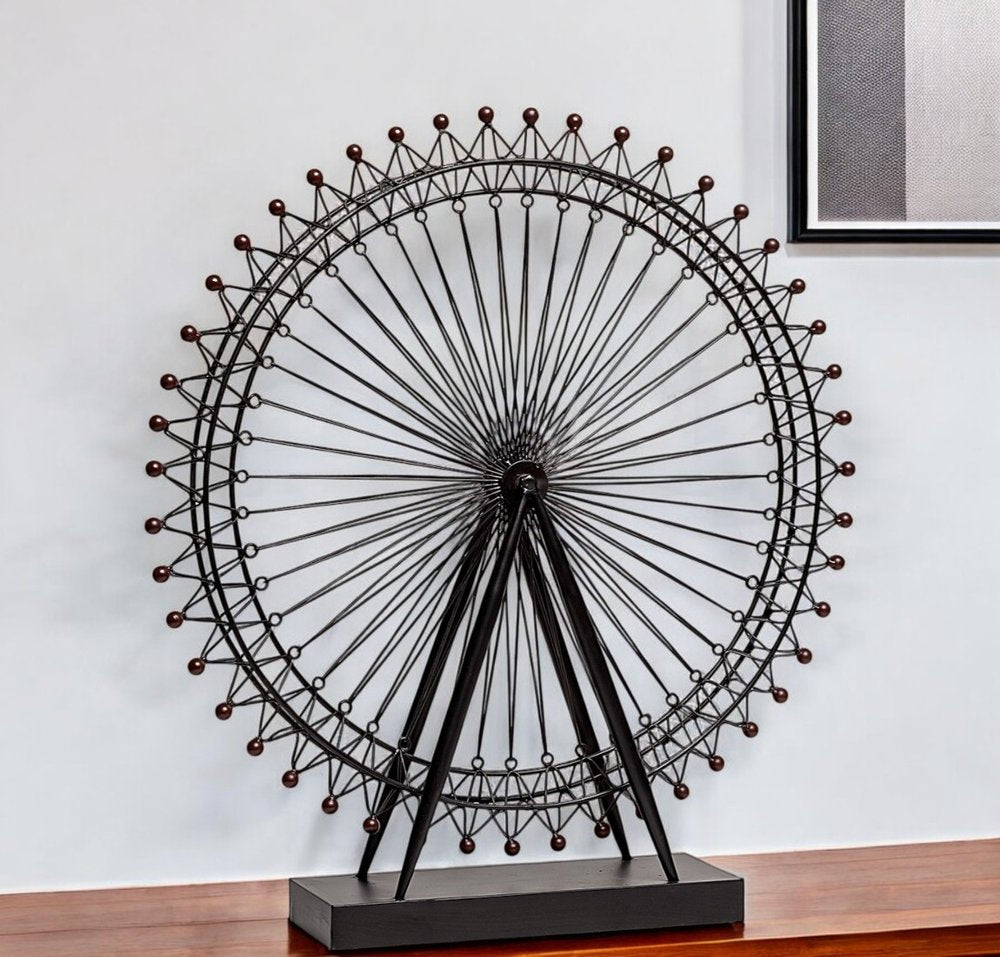 27" Black Metal Tabletop Sculpture