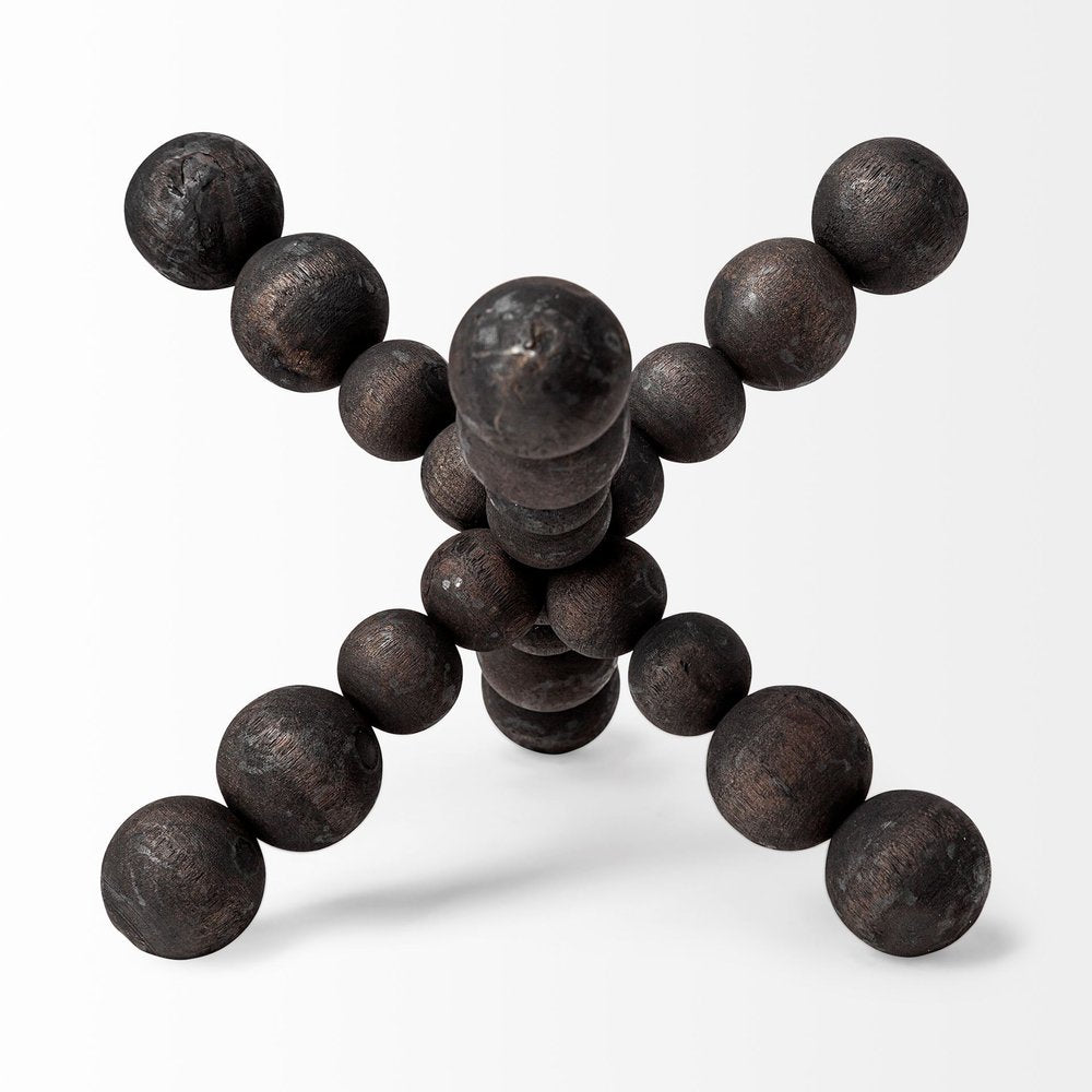 9" Black Beaded Wooden Decorative Jack Tabletop Sculpture