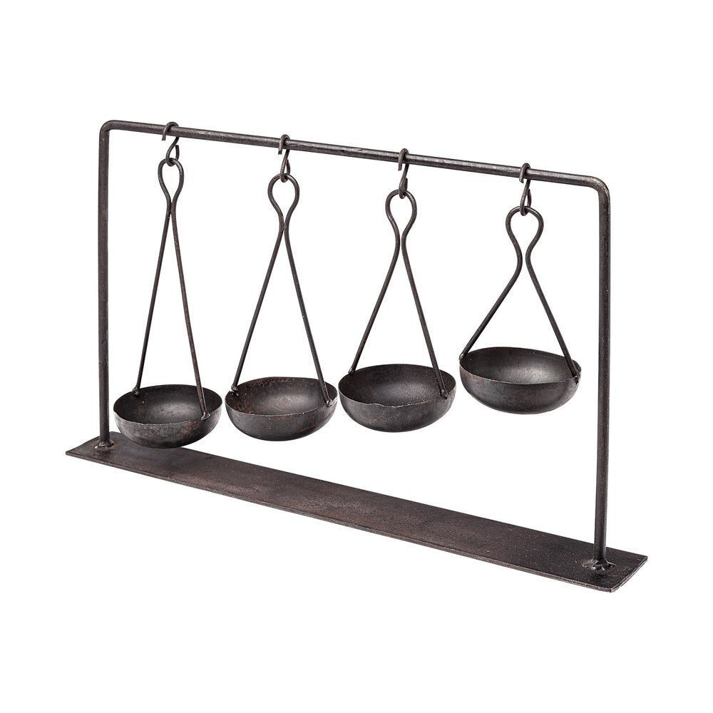 19" Charcoal Metal Vintage Spice Rack Tabletop Sculpture