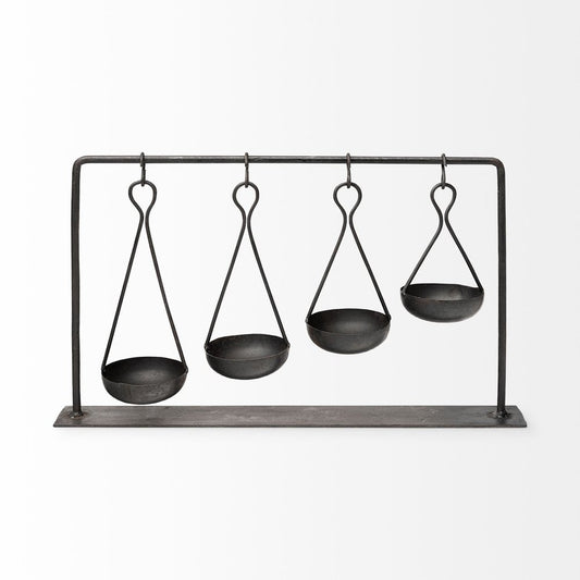 19" Charcoal Metal Vintage Spice Rack Tabletop Sculpture