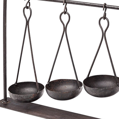 19" Charcoal Metal Vintage Spice Rack Tabletop Sculpture