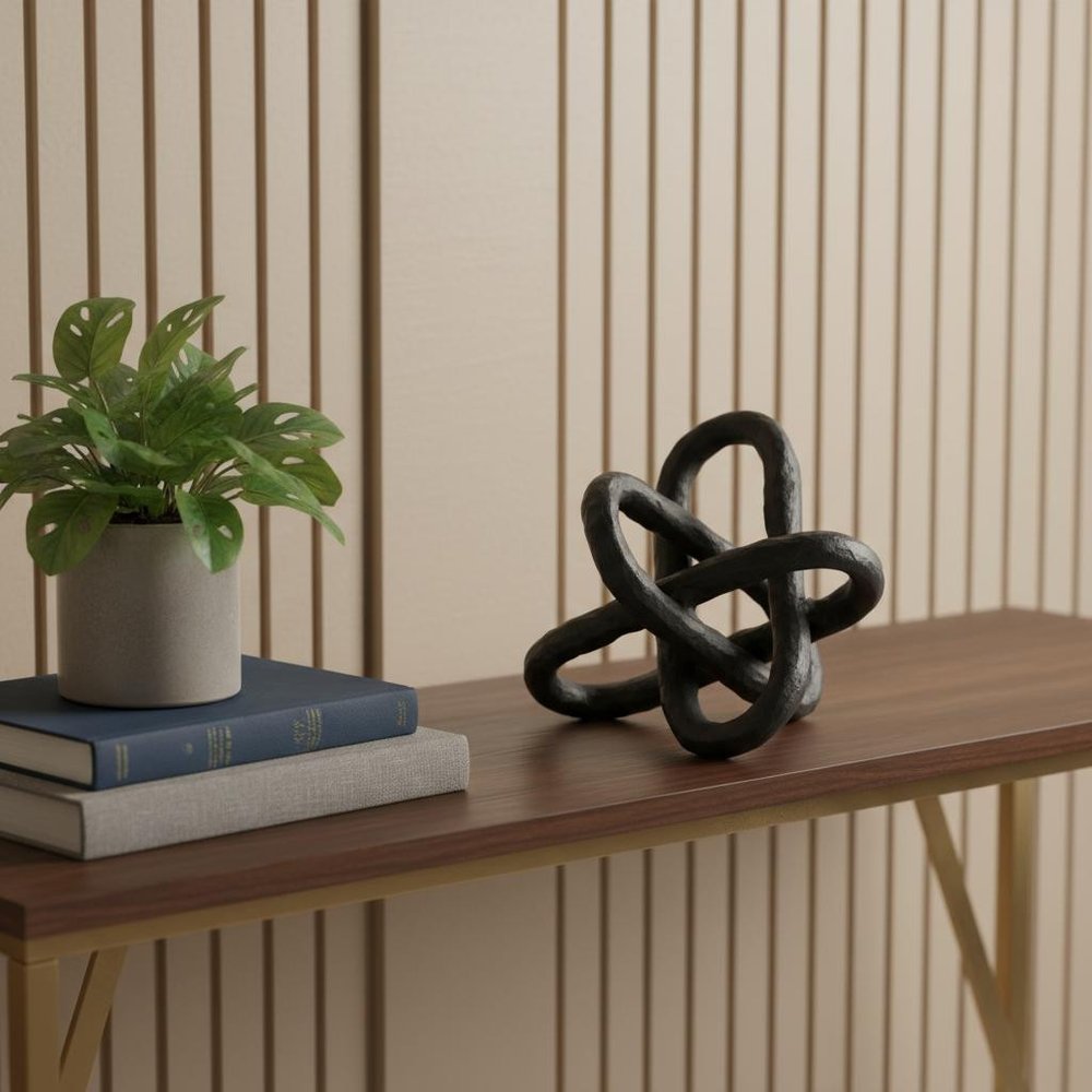 Petite Black Metal Chain Link Sculpture