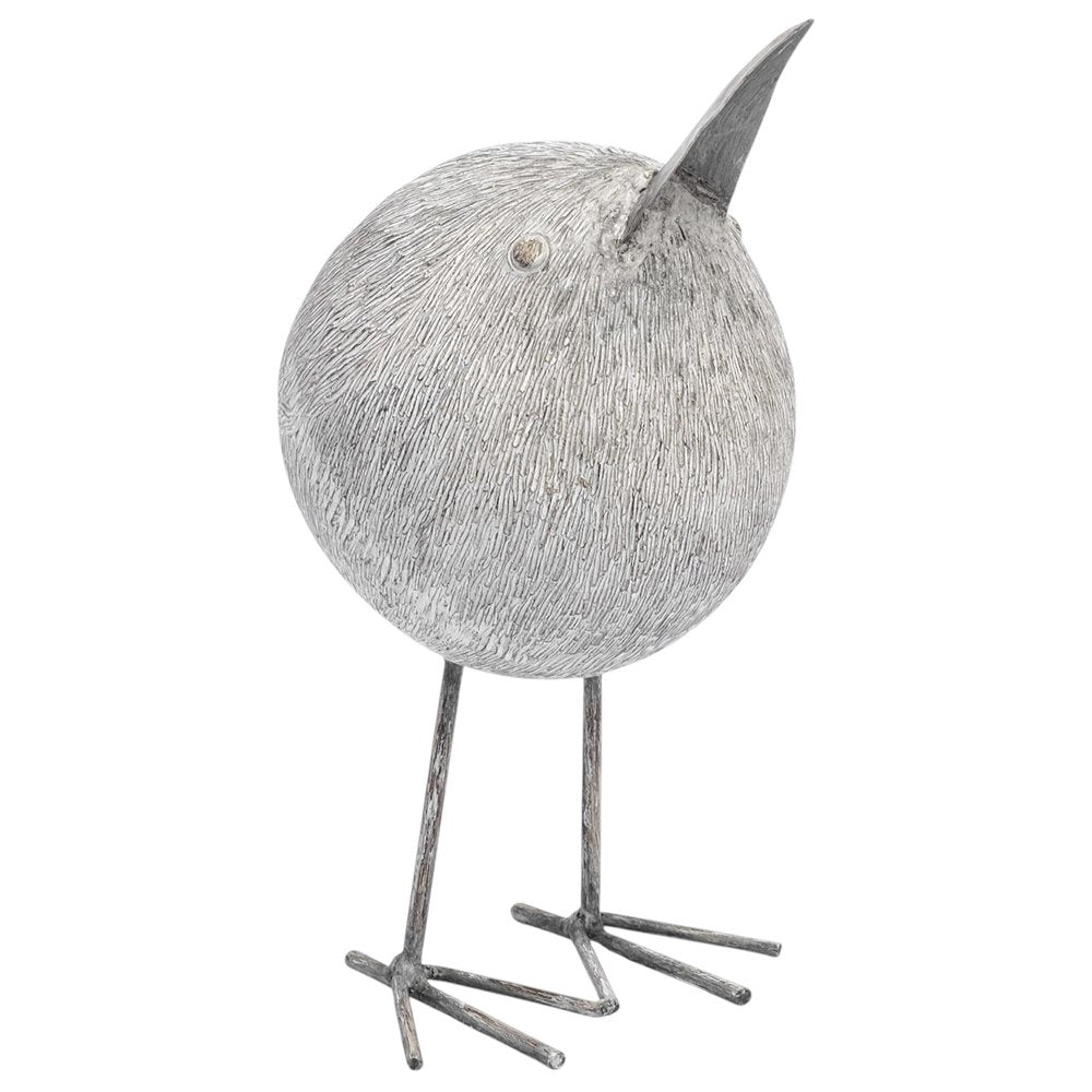 8" Off White Resin And Metal Snipe Bird Tabletop Sculpture