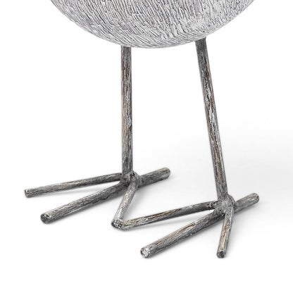 8" Off White Resin And Metal Snipe Bird Tabletop Sculpture