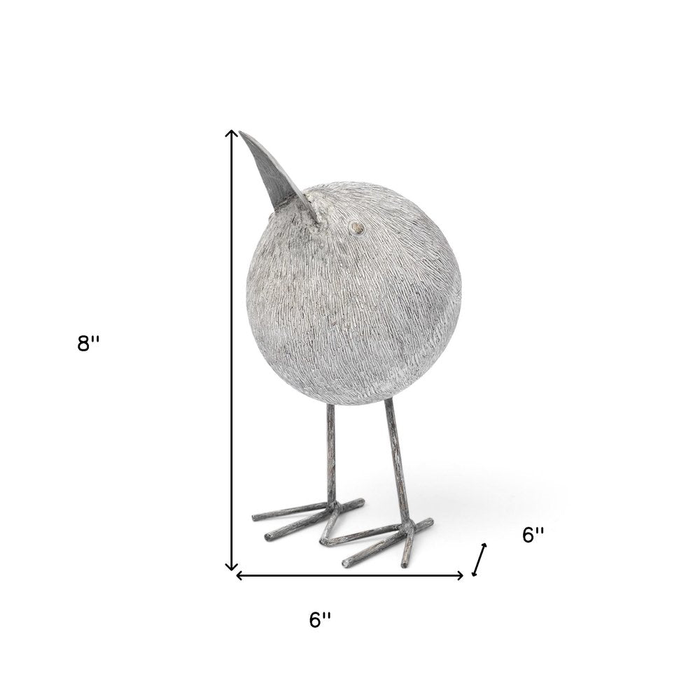 8" Off White Resin And Metal Snipe Bird Tabletop Sculpture