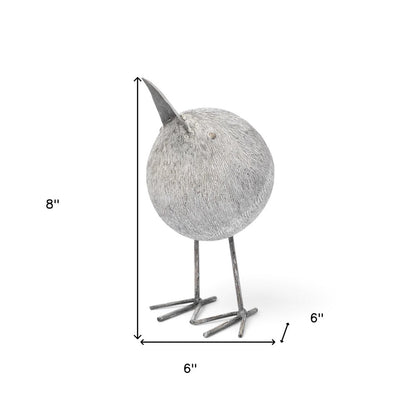 8" Off White Resin And Metal Snipe Bird Tabletop Sculpture