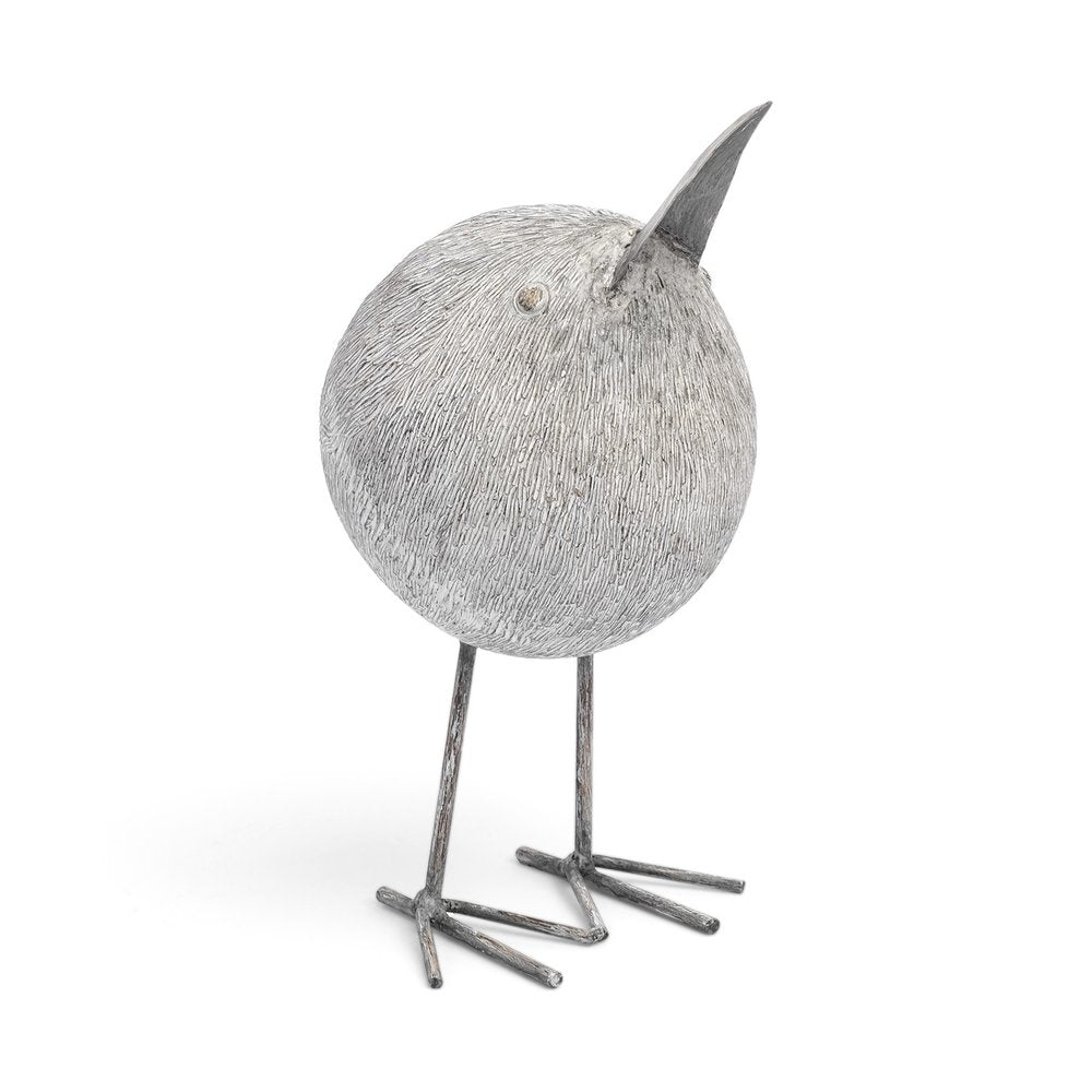 8" Off White Resin And Metal Snipe Bird Tabletop Sculpture