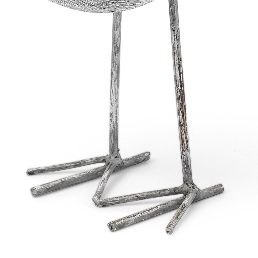 7" Off White Resin And Metal Snipe Bird Tabletop Sculpture