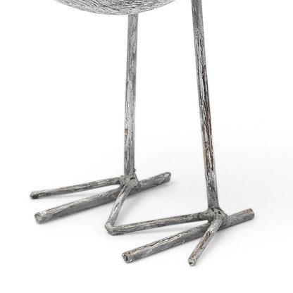 7" Off White Resin And Metal Snipe Bird Tabletop Sculpture