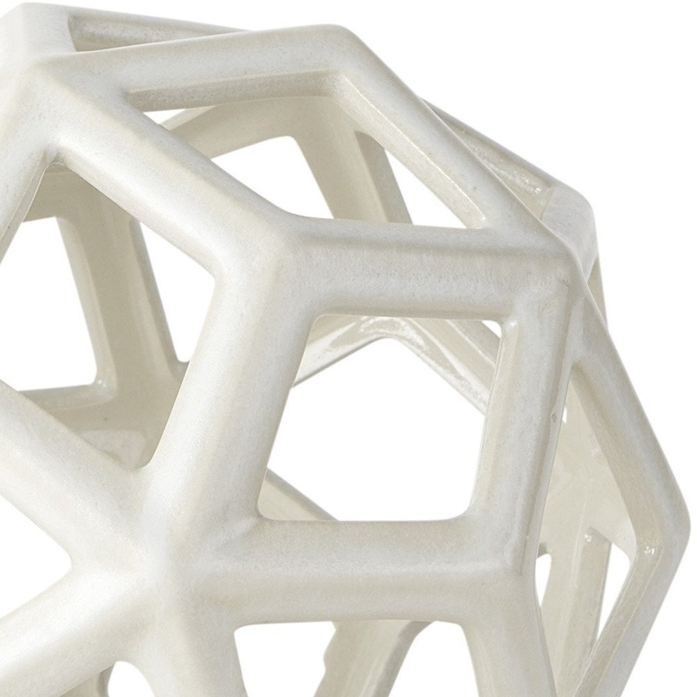 7" White Ceramic Decorative Orb Tabletop Sculpture