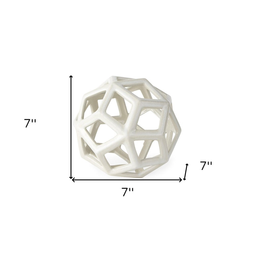7" White Ceramic Decorative Orb Tabletop Sculpture