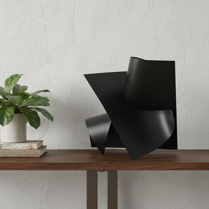 12" Contempo Antiqued Black Abstract Sculpture