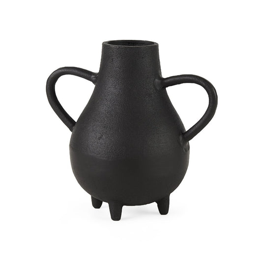 8" Black Two Handle Ceramic Jug Vase