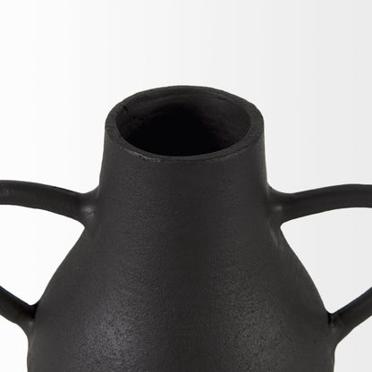 8" Black Two Handle Ceramic Jug Vase